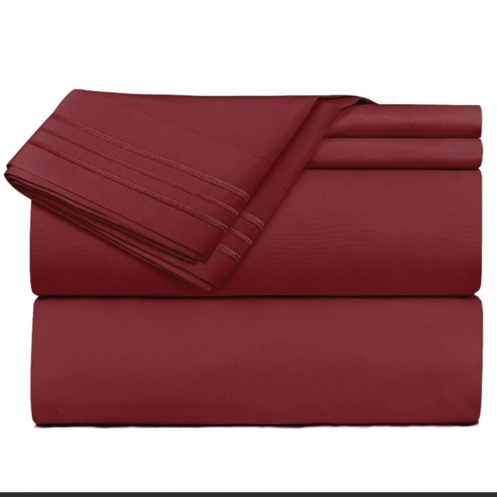 Lux Cool Bamboo Collection Sheet Set | King & Queen & Full | BURGUNDY